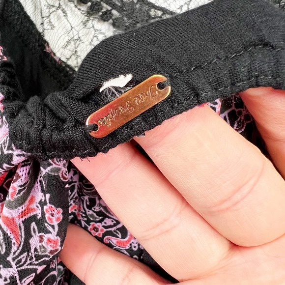 Free People black boho moroccan maxi dress lace high slit front panel Size Small - Picture 6 of 8